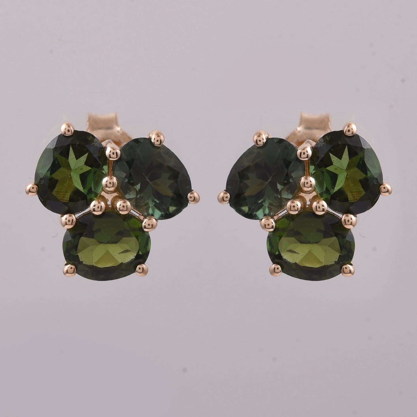 2.20 Ct Oval Multi Tourmaline 14K Gold Earrings