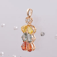 2.63 Ct Pear Natural Multi-Coloured Sapphire 14K Gold Pendant