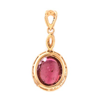 3.80 Ct Oval Cabochon Cut Natural Pink Tourmaline 14K Gold Pendant