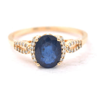 1.96 Ct Oval Mixed Cut Natural Sapphire 14K Gold Ring