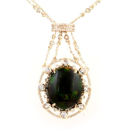 13.21 Ct Oval Opal 14K Gold Pendant