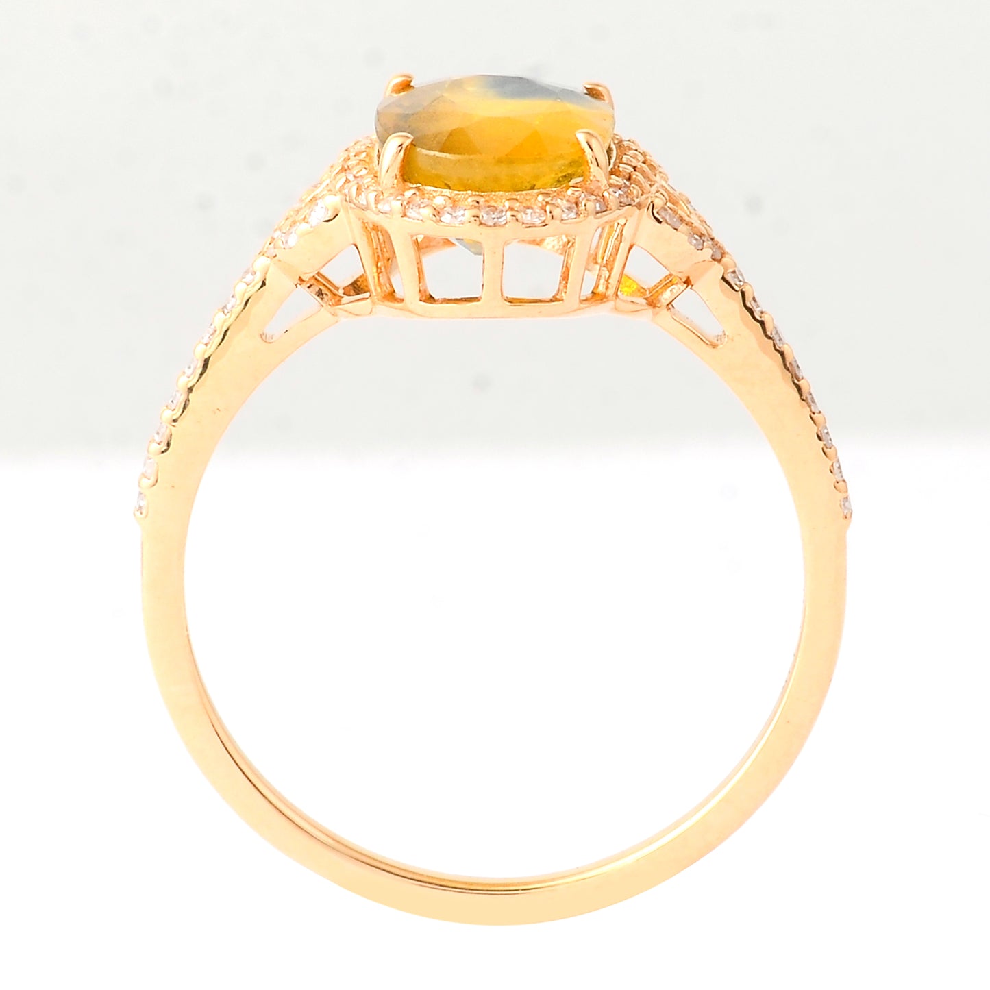 2.67 Ct Oval Mixed Cut Natural Bi Coloured Sapphire 14K Gold Ring
