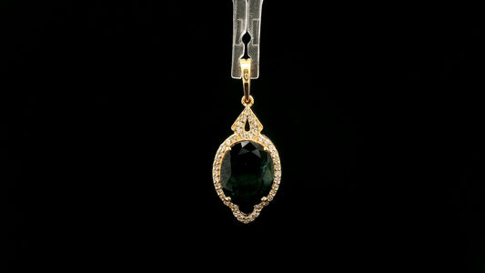 3.14 Ct Oval Natural Sapphire 14K Gold Pendant
