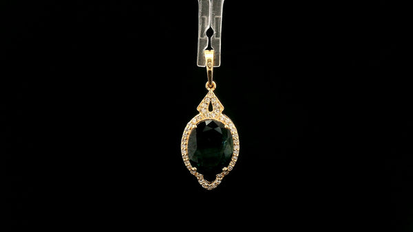 3.14 Ct Oval Natural Sapphire 14K Gold Pendant