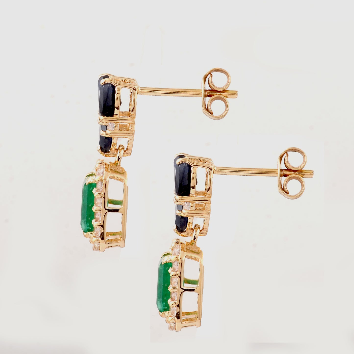 3.47 Ct Octagon Emerald 14K Gold Earrings