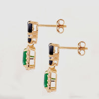 3.47 Ct Octagon Emerald 14K Gold Earrings