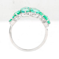 2.79 Ct Oval Mixed Cut, Round Mixed Cut Natural Emerald 950 Platinum Ring