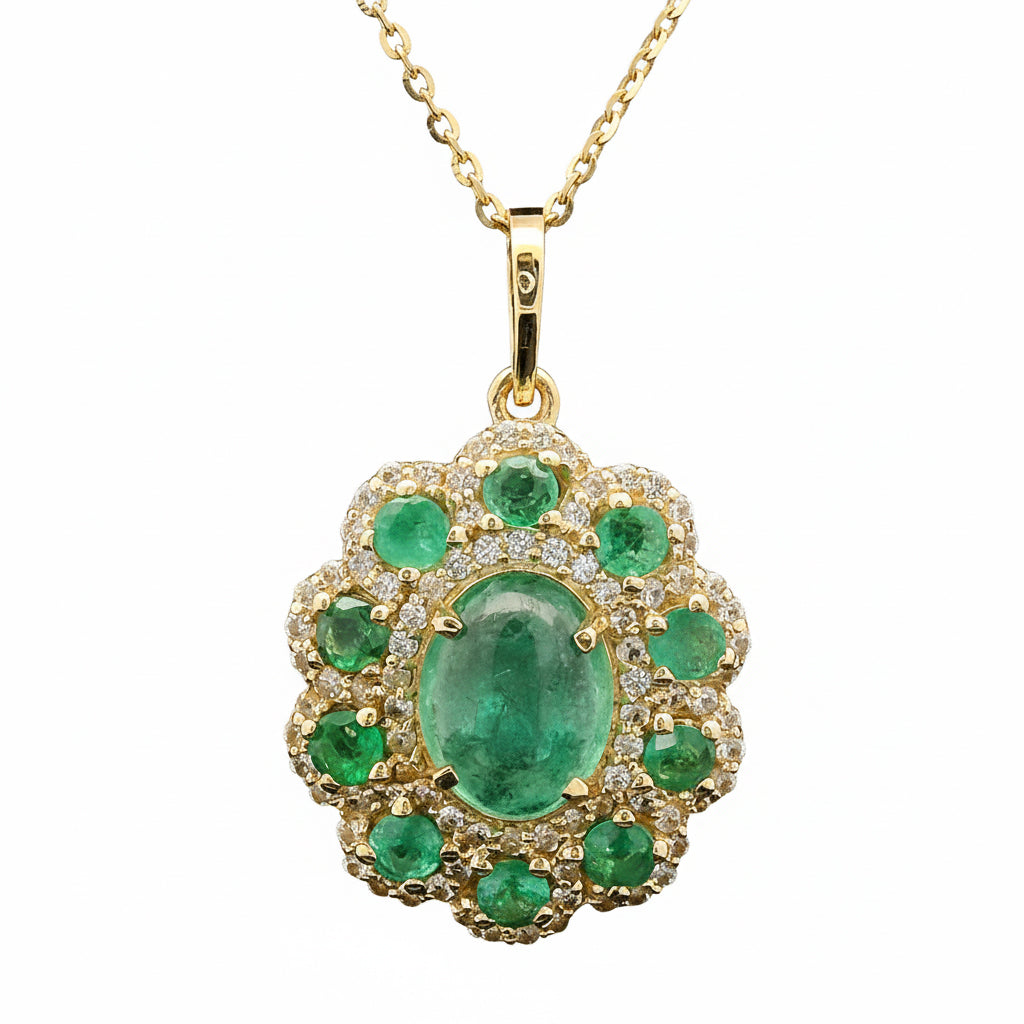 1.94 Ct Oval Emerald 14K Gold Pendant