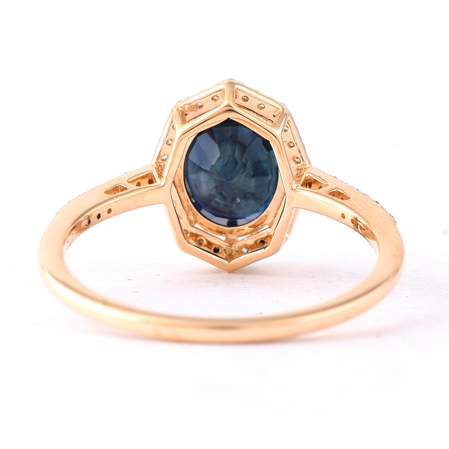 2.31 Ct Oval Mixed Cut Natural Sapphire 14K Gold Ring