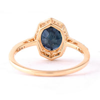 2.31 Ct Oval Mixed Cut Natural Sapphire 14K Gold Ring