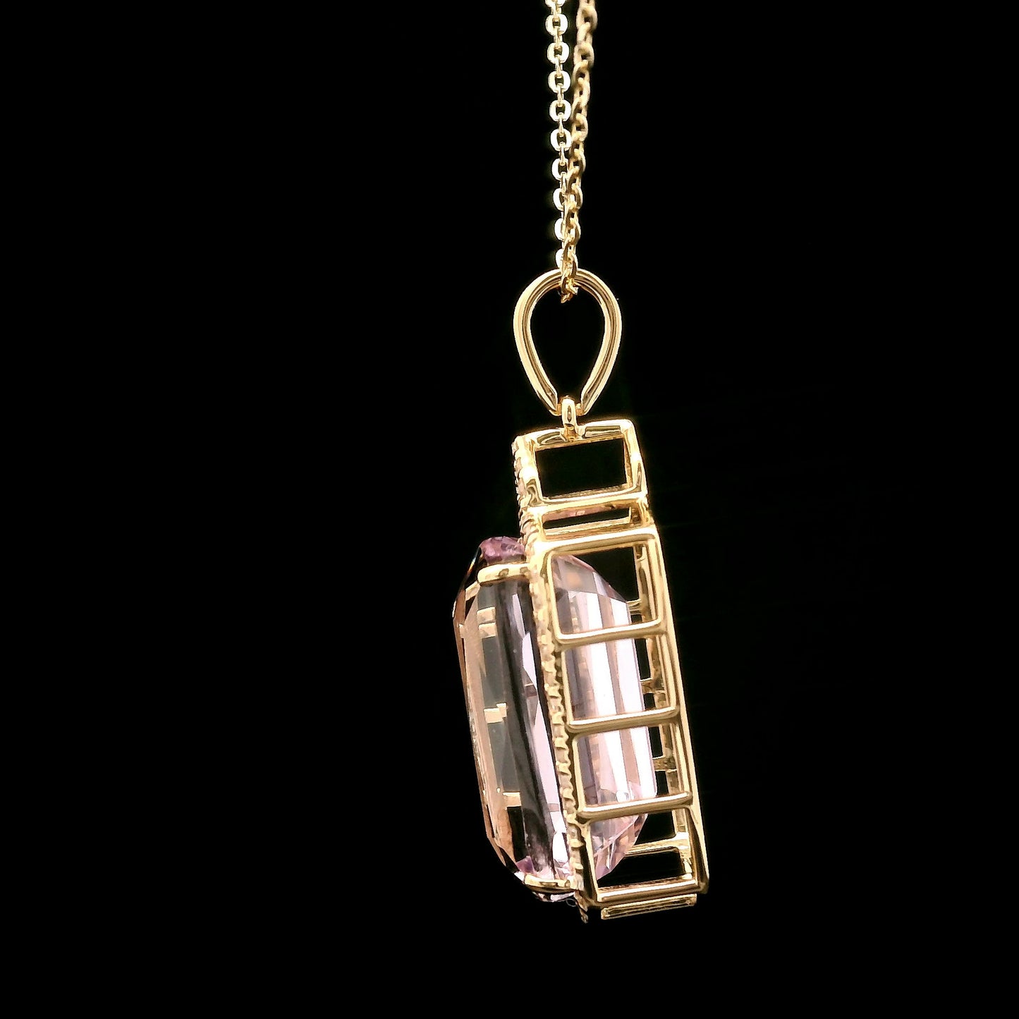 8.75 Ct Cushion Kunzite 14K Gold Pendant