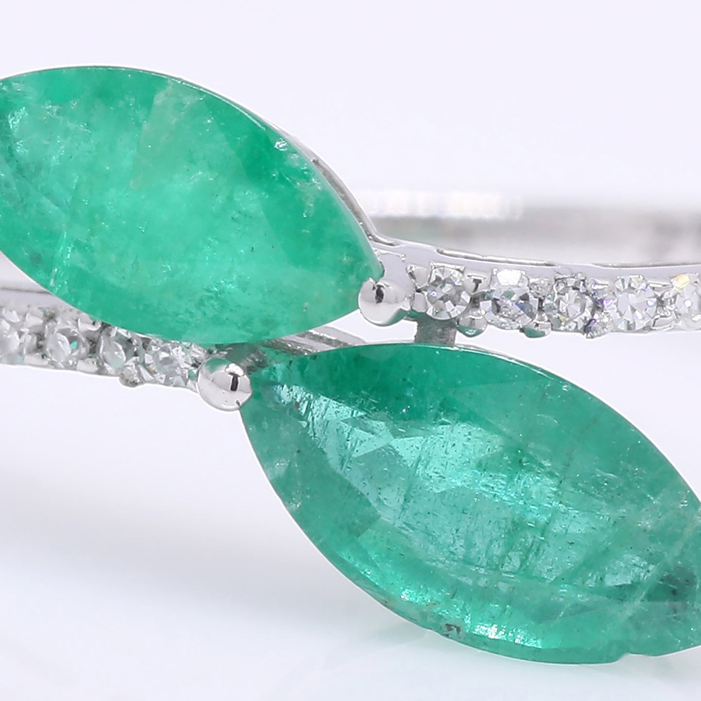 1.43 Ct Marquise Mixed Cut Natural Emerald 950 Platinum Ring