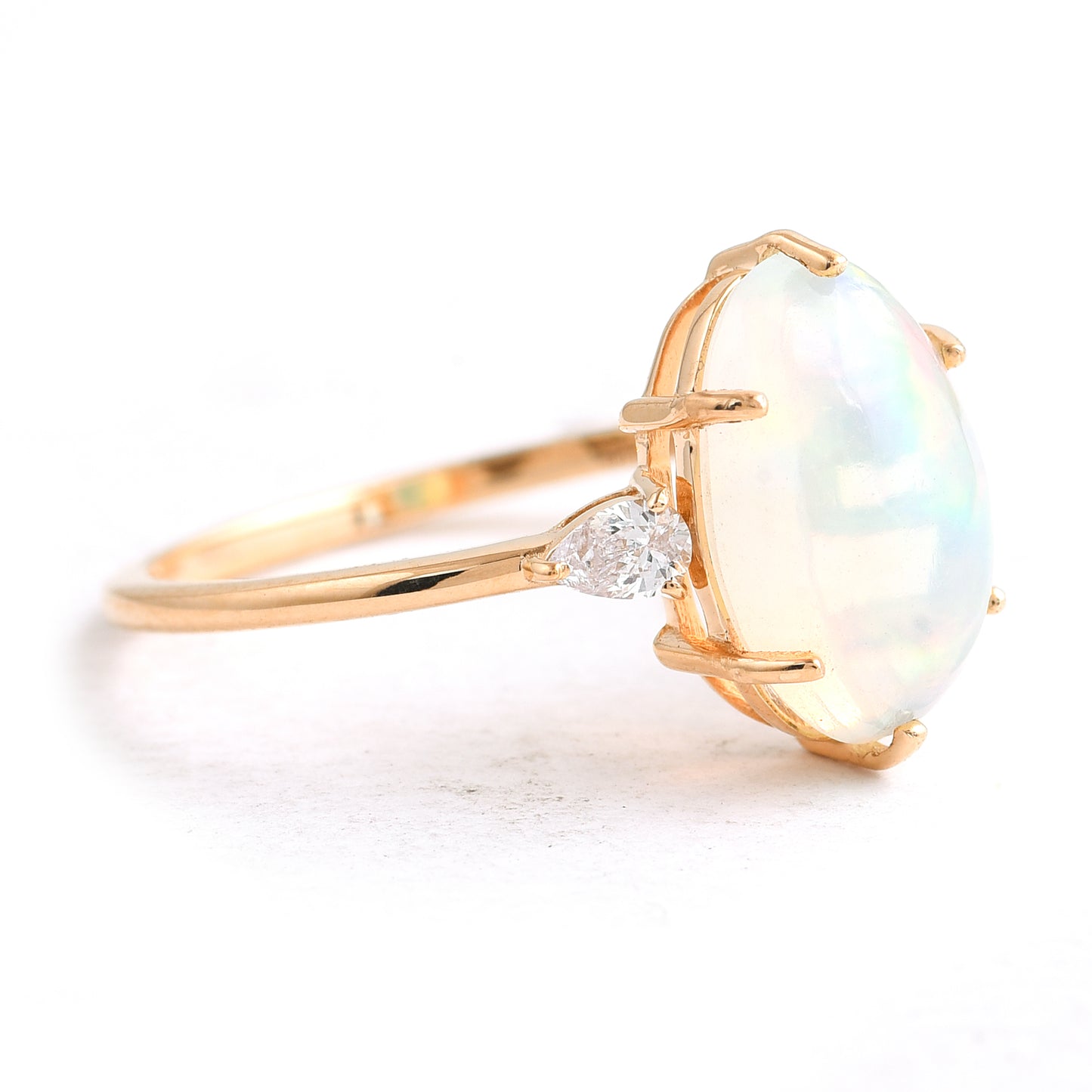 1.50 Ct Oval Cabochon Cut Natural Opal 14K Gold Ring