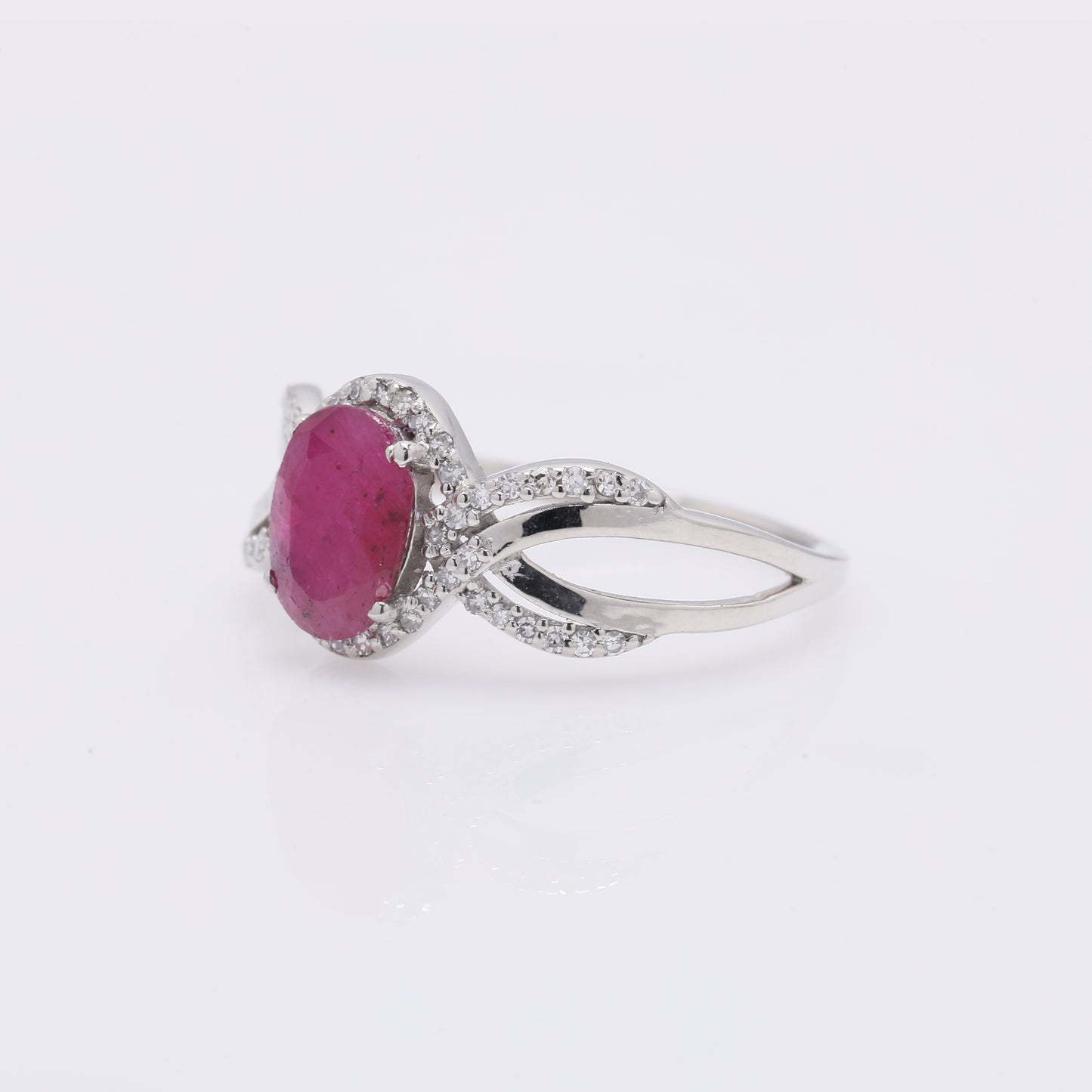 1.05 Ct Oval Mixed Cut Natural Ruby 950 Platinum Ring