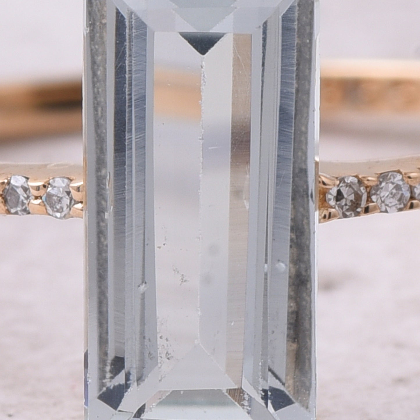 1.45 Ct Rectangle Step Cut Natural Aquamarine 14K Gold Ring