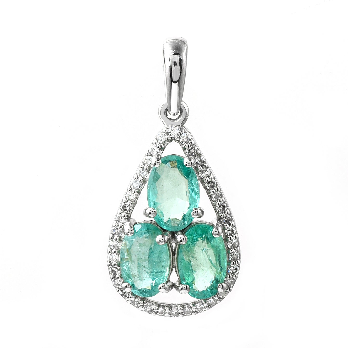 1.27 Ct Oval Emerald 950 Platinum Pendant
