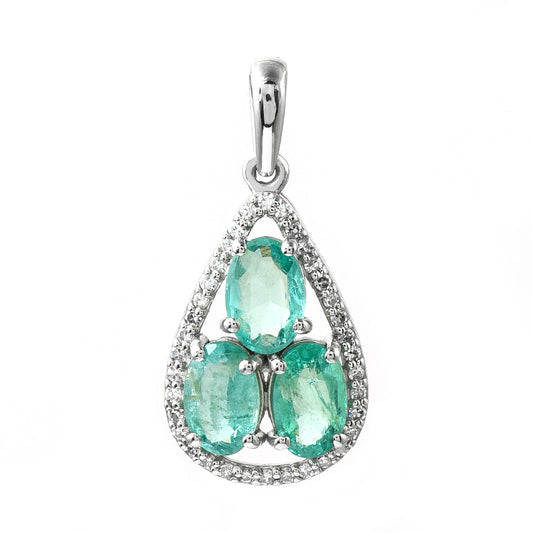 1.27 Ct Oval Emerald 950 Platinum Pendant