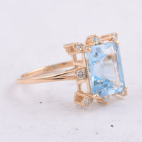 4.28 Ct Octagon Step Cut Natural Topaz 14K Gold Ring