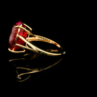 14.56 Ct Oval Mixed Cut Lab Grown Ruby 14K Gold Ring