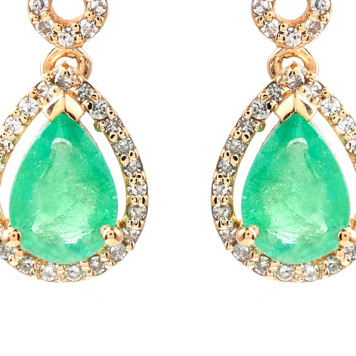 1.50 Ct Pear Emerald 14K Gold Earrings