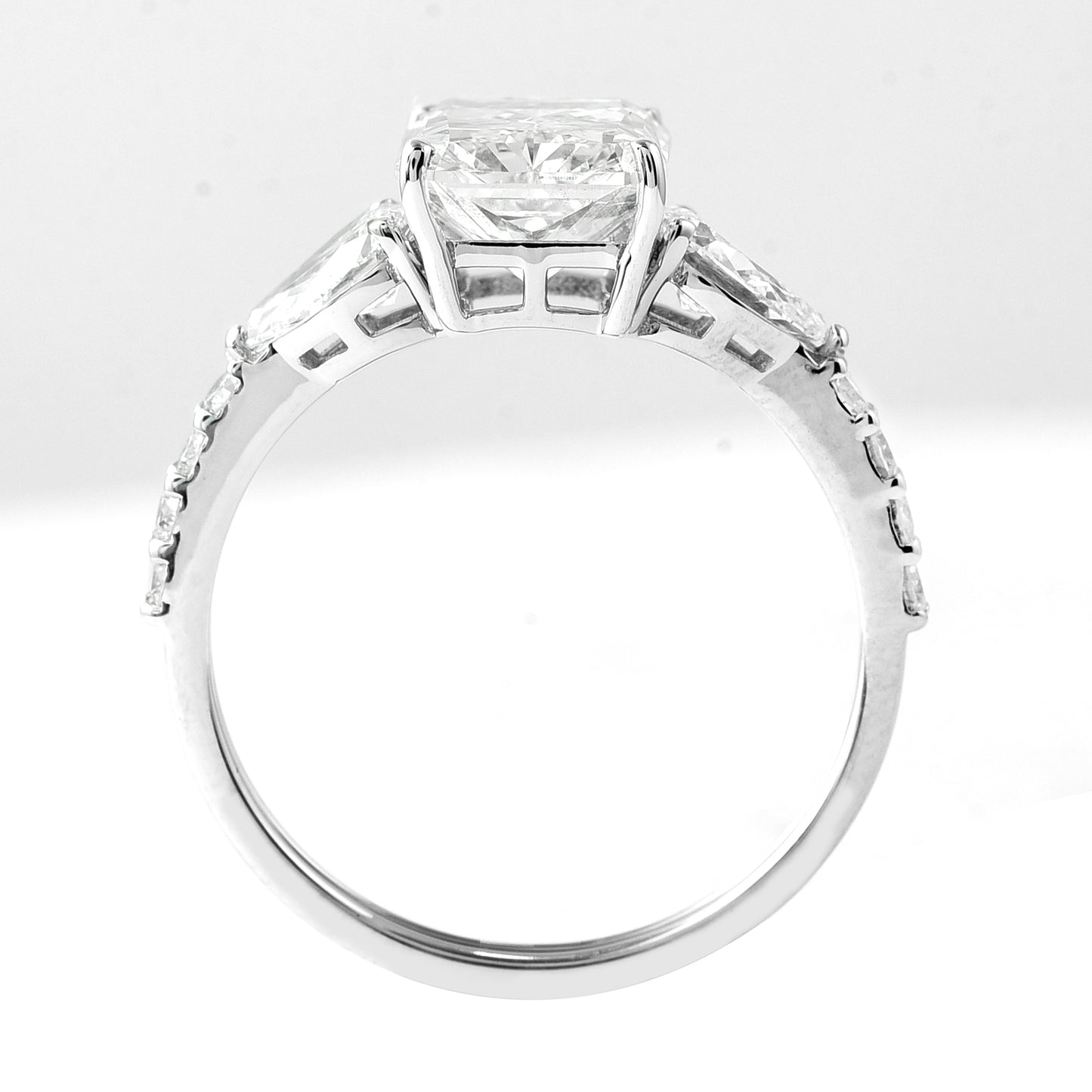 3.66 Ct Cut Cornered Rectangular Modified Brilliant Lab Grown Diamond 14K Gold Ring