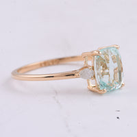 1.89 Ct Cushion Natural Beryl 14K Gold Ring