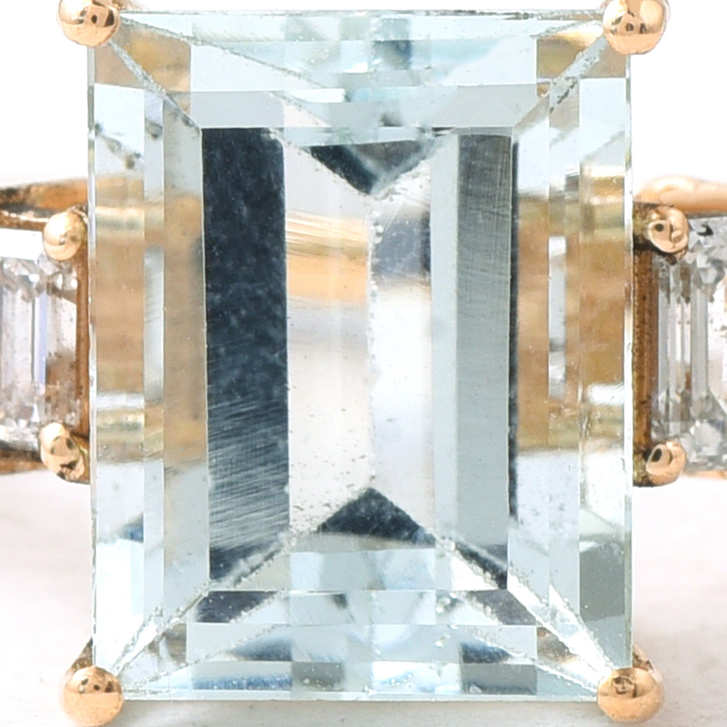 3.10 Ct Baguette Aquamarine 14K Gold Ring