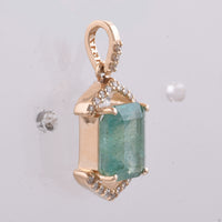 2.33 Ct Octagon Step Cut Natural Emerald 14K Gold Pendant