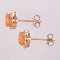1.16 Ct Round Mixed Cut Natural Fire Opal 14K Gold Earrings