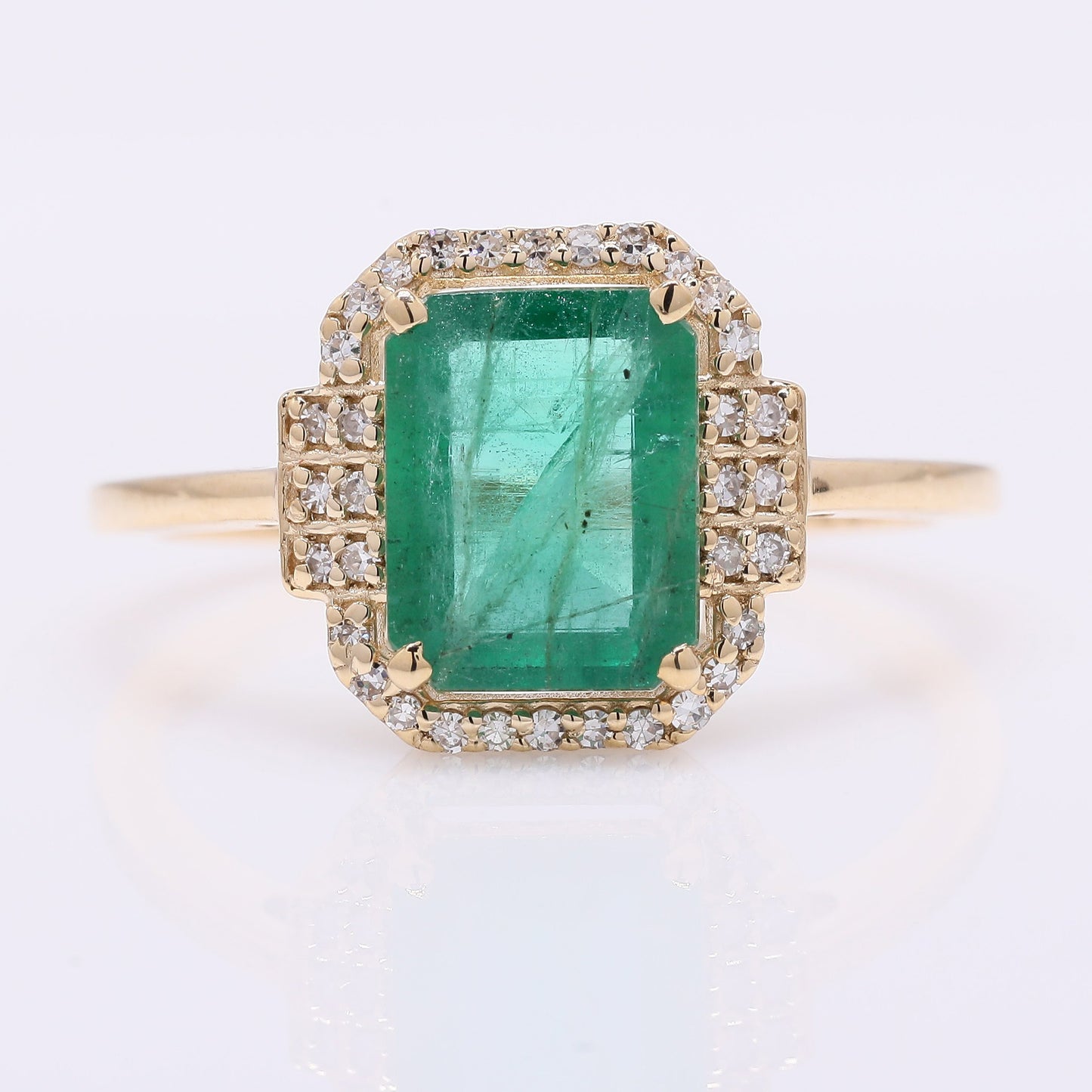 1.65 Ct Octagon Step Cut Natural Emerald 14K Gold Ring