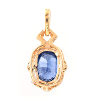 1.82 Ct Cushion Mixed Cut Natural Sapphire 14K Gold Pendant