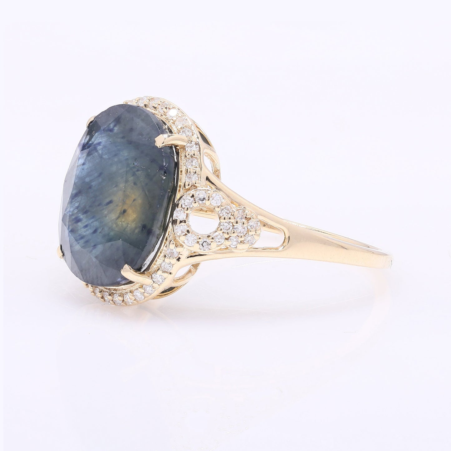 6.93 Ct Oval Mixed Cut Natural Corundum Sapphire 14K Gold Ring