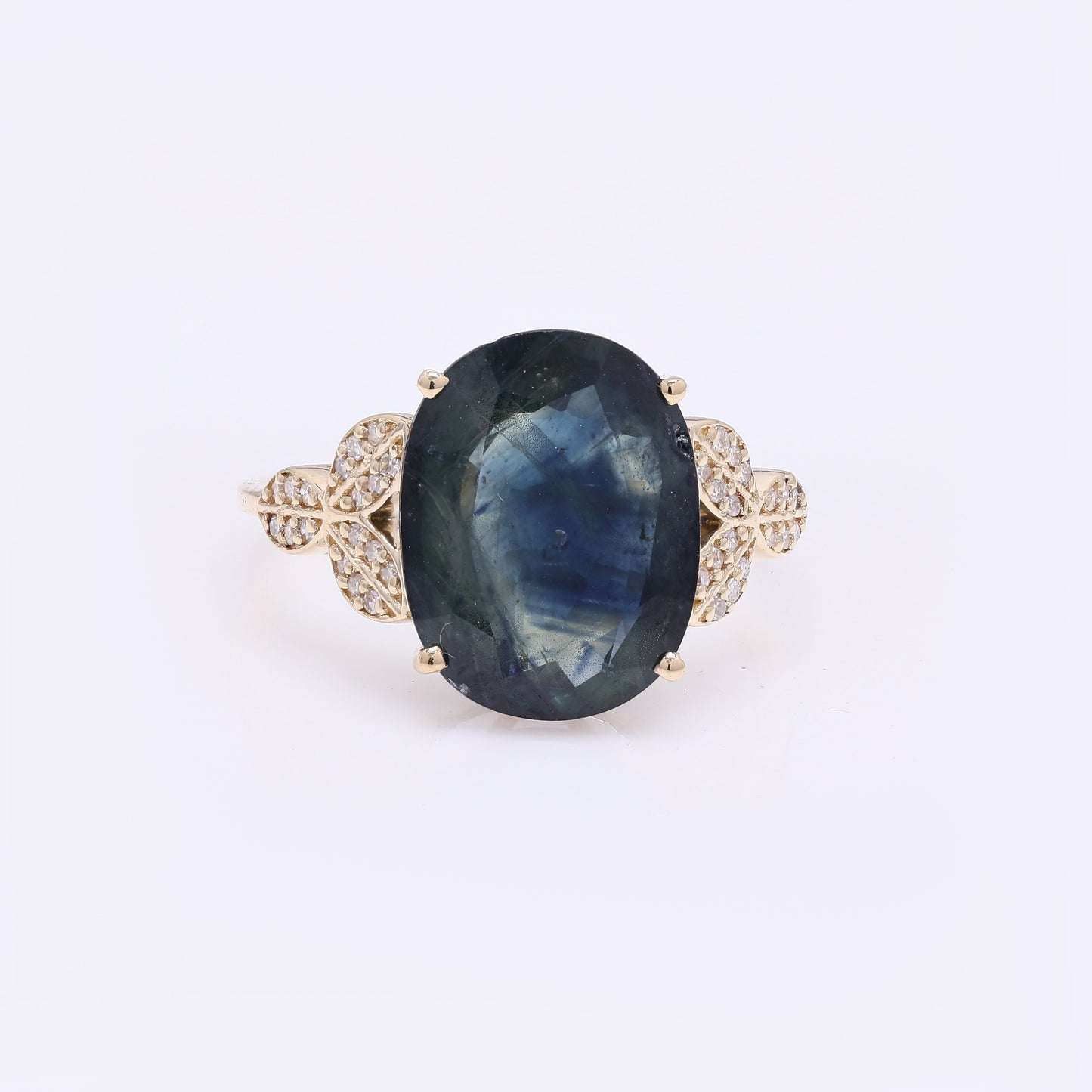 6.14 Ct Oval Mixed Cut Natural Corundum Sapphire 14K Gold Ring