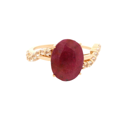 3.43 Ct Oval Ruby 14K Gold Ring