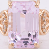 6.73 Ct Octagon Step Cut Natural Kunzite 14K Gold Ring