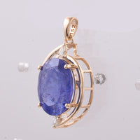 6.37 Ct Oval Natural Tanzanite 14K Gold Pendant