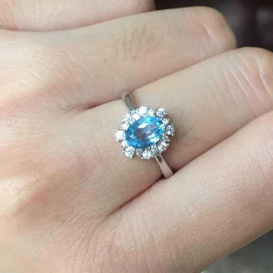 Blue Topaz 925 Sterling Silver Ring