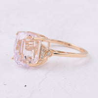 6.57 Ct Cushion Natural Kunzite 14K Gold Ring