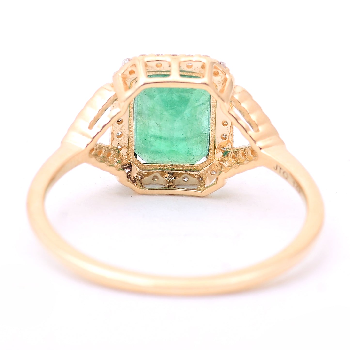 1.82 Ct Octagon Step Cut Natural Emerald 14K Gold Ring
