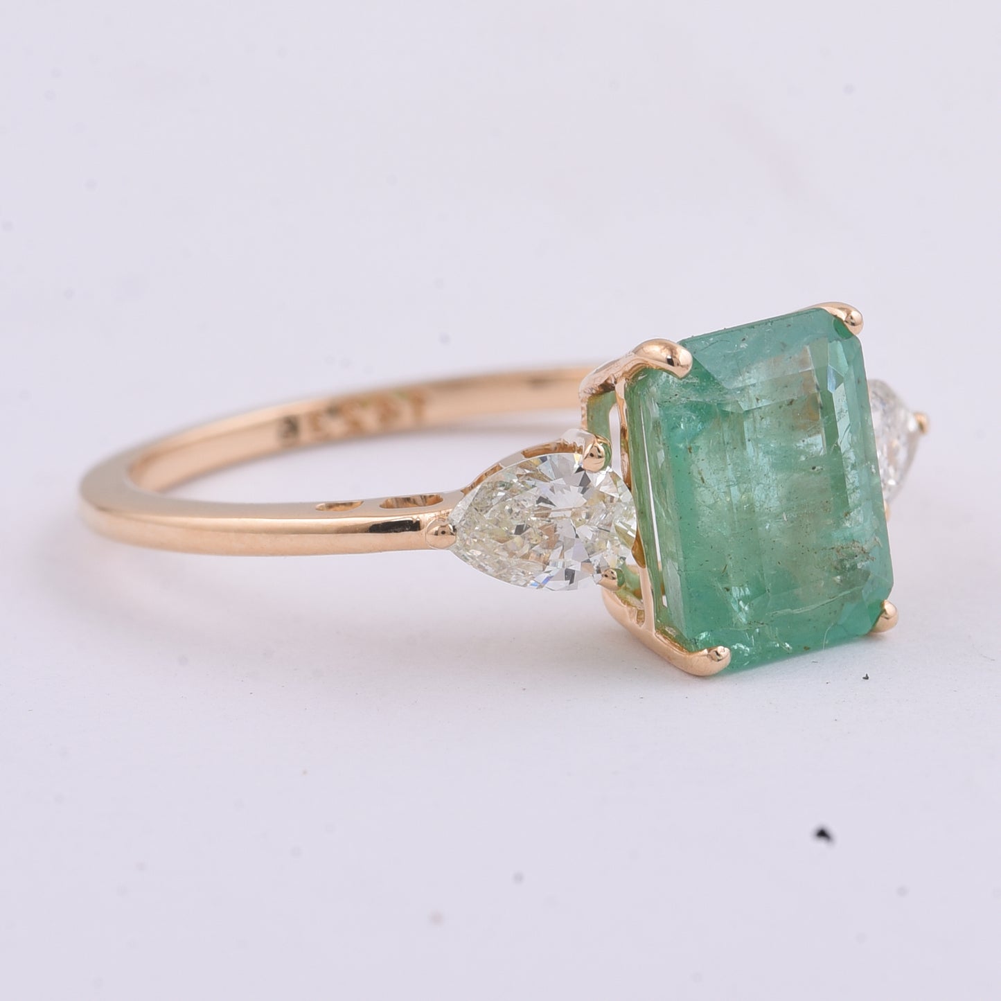 2.66 Ct Octagon Step Cut Natural Emerald 14K Gold Ring