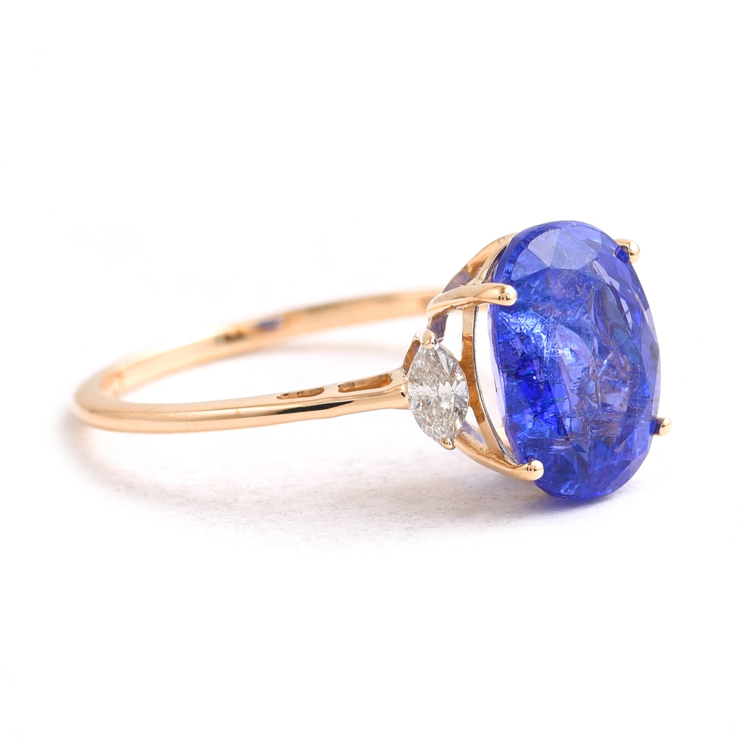 3.57 Ct Oval Tanzanite 14K Gold Ring