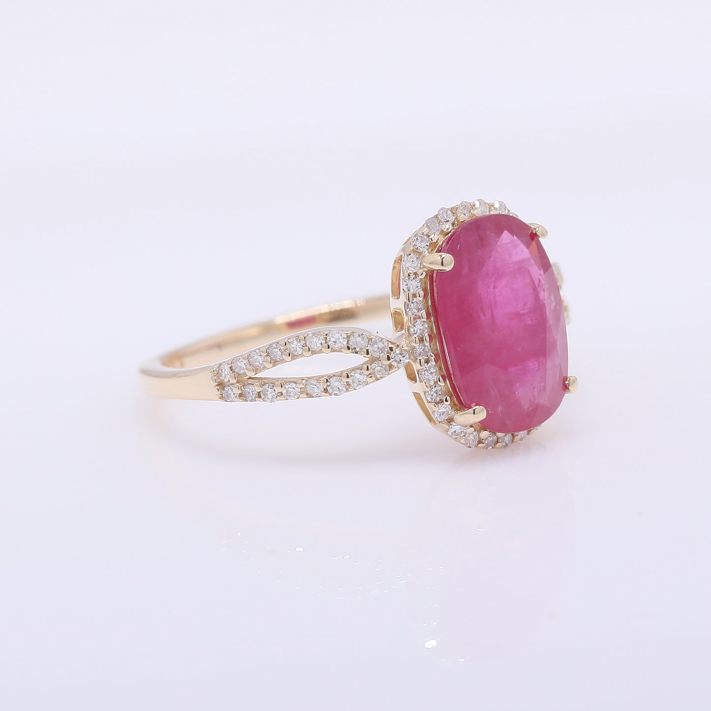 2.68 Ct Cushion Mixed Cut Natural Ruby 14K Gold Ring