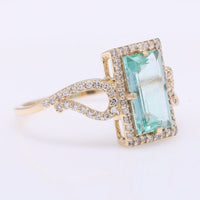 1.55 Ct Rectangle Step Cut Natural Emerald 14K Gold Ring
