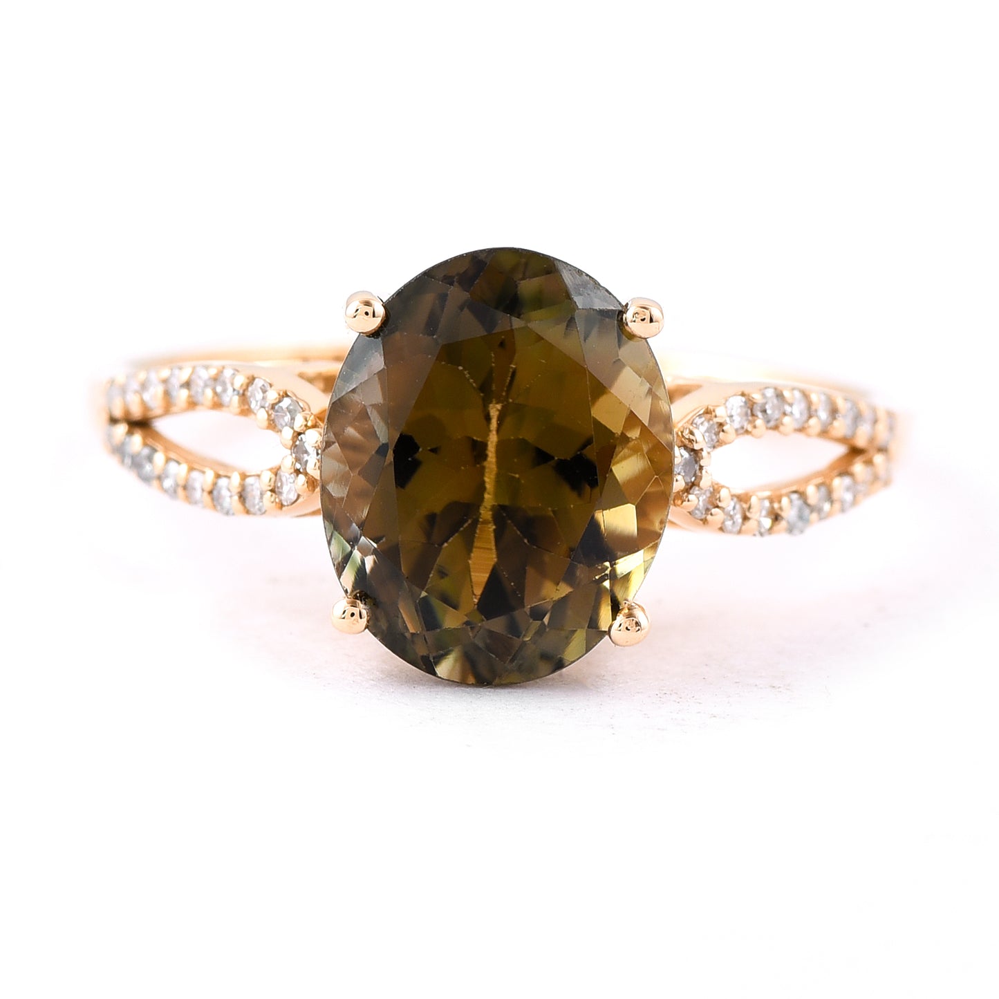 2.96 Ct Oval Mixed Cut Natural Tourmaline 14K Gold Ring