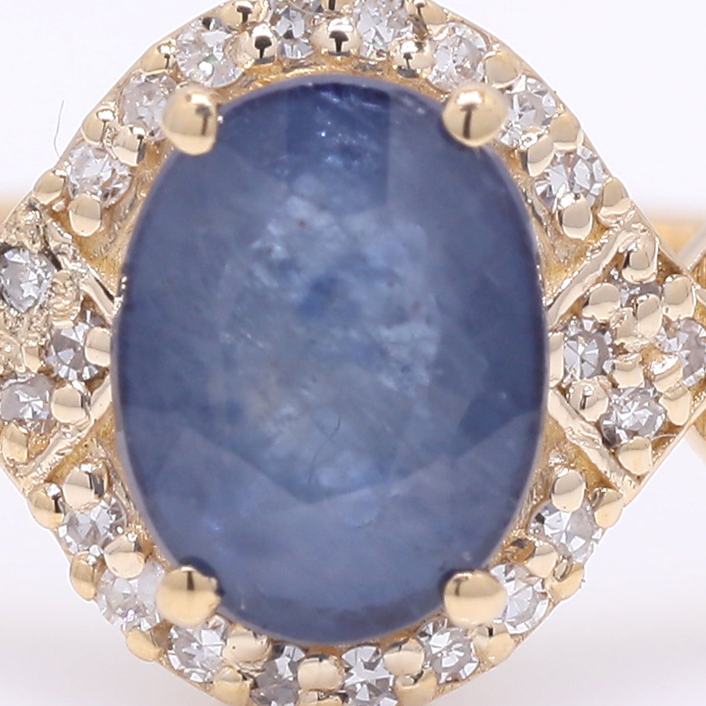 1.45 Ct Oval Mixed Cut Natural Sapphire 14K Gold Ring