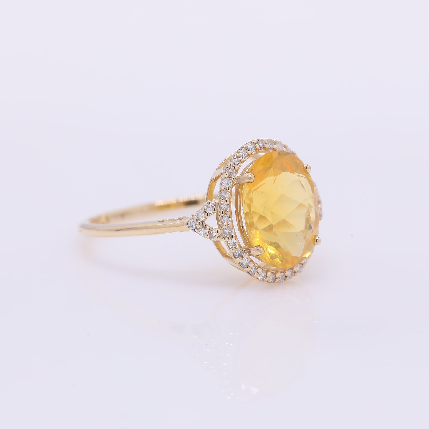 1.85 Ct Oval Mixed Cut Natural Fire Opal 14K Gold Ring