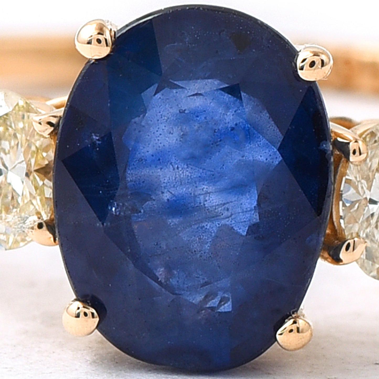 1.51 Ct Oval Mixed Cut Natural Sapphire 14K Gold Ring