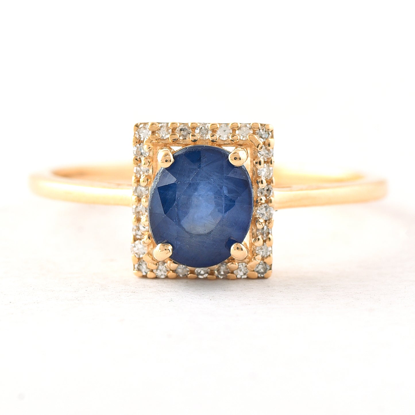 1.44 Ct Oval Mixed Cut Natural Sapphire 14K Gold Ring