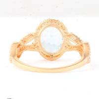 1.83 Ct Oval Mixed Cut Natural Aquamarine 14K Gold Ring