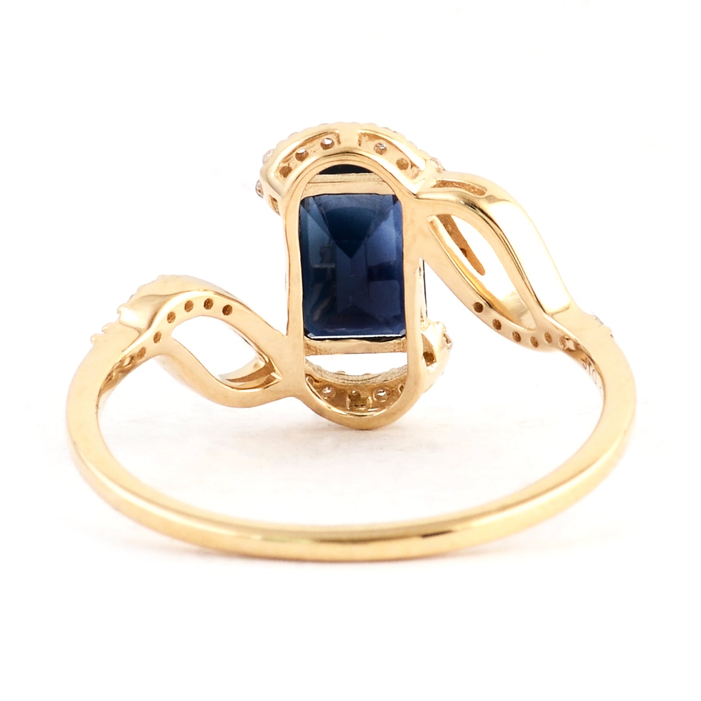 1.18 Ct Emerald Cut Natural Corundum Sapphire 14K Gold Ring